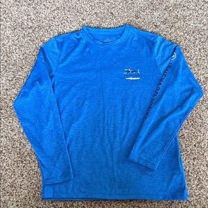 Vineyard Vines Boys Medium (12-14) Long Sleeve Performance Shirt -Fish Graphic